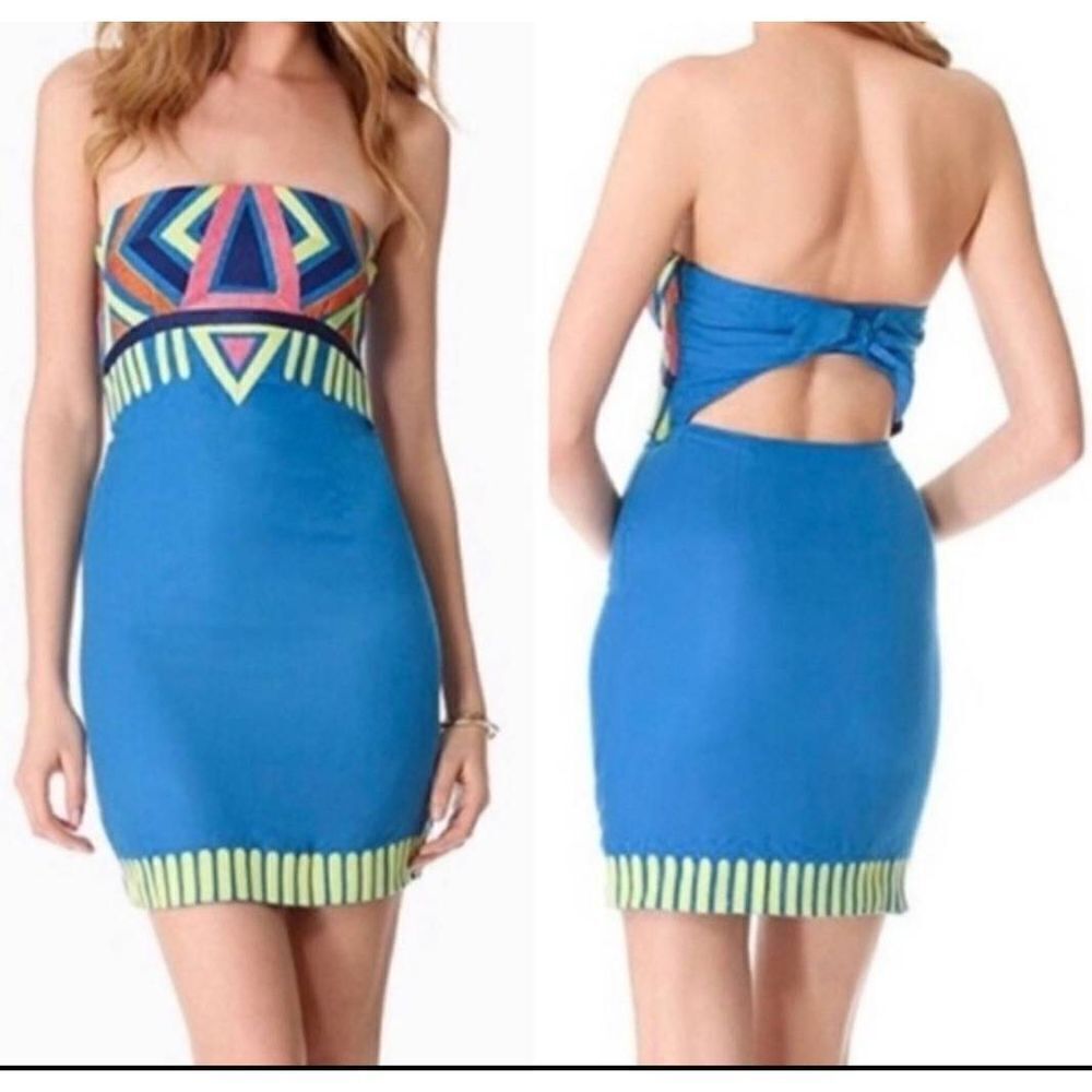 NWT MARA HOFFMAN Blue Neon Strapless Mini Dress Sz 0